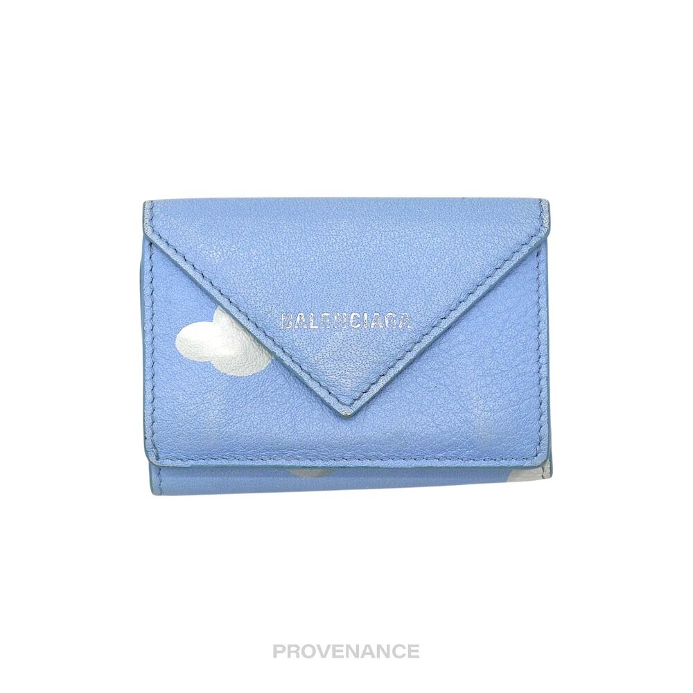 🔴 Balenciaga Papier Mini Card Wallet - Clouds Blue Leather - Picture 2 of 12